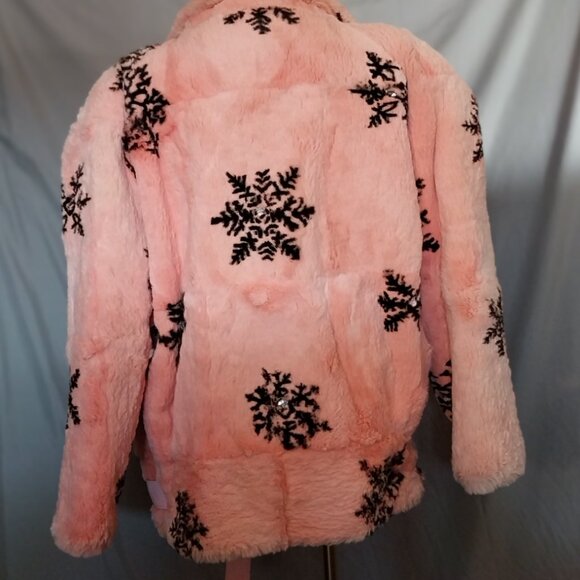 Vintage pink Snowflake Rabbit fur coat dyed - Picture 9 of 16